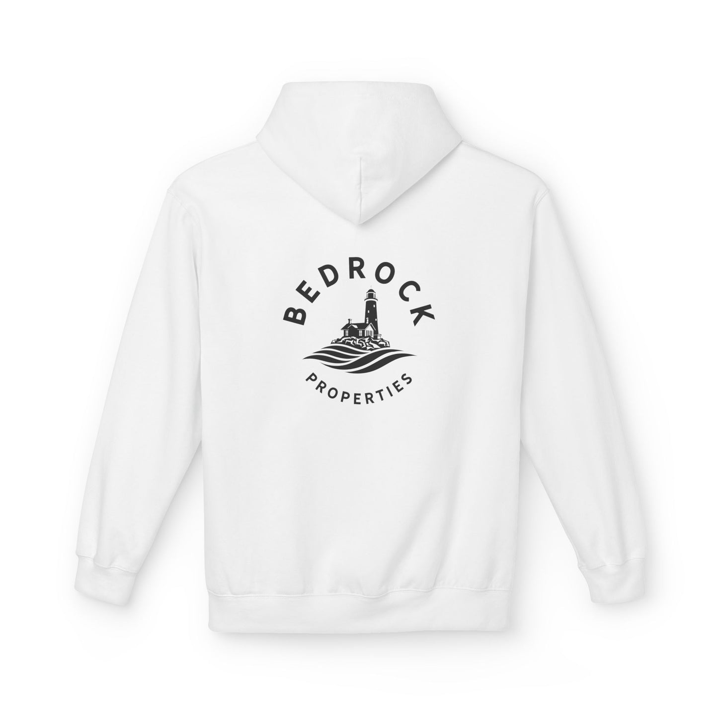 Bedrock Properties Lighthouse Hoodie — Coastal Real Estate Logo Pullover